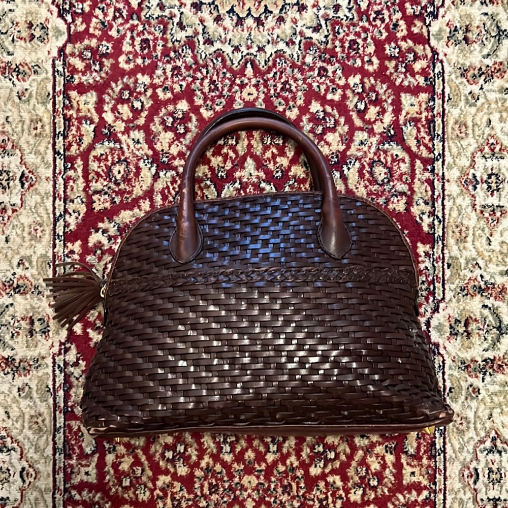 Talbots leather top handle woven bag
